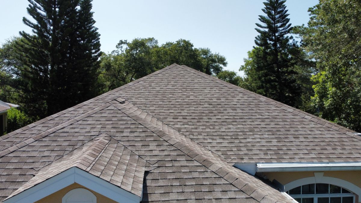 grey shingles roof big house