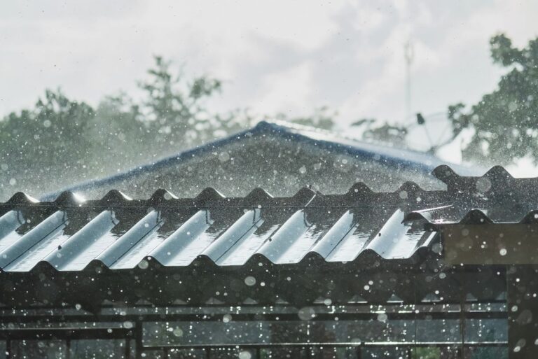 metallic roof raining