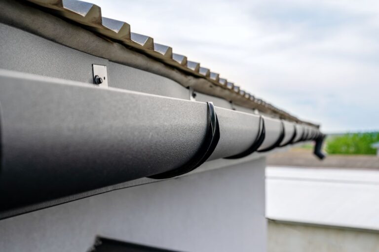 plastic gutters close up