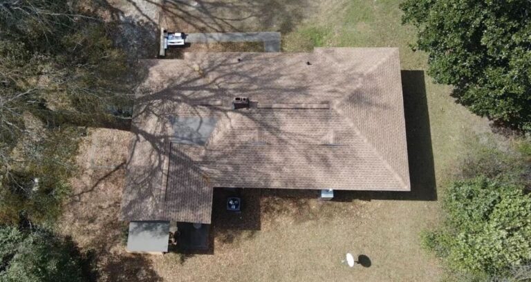 Aerial view of a roof
