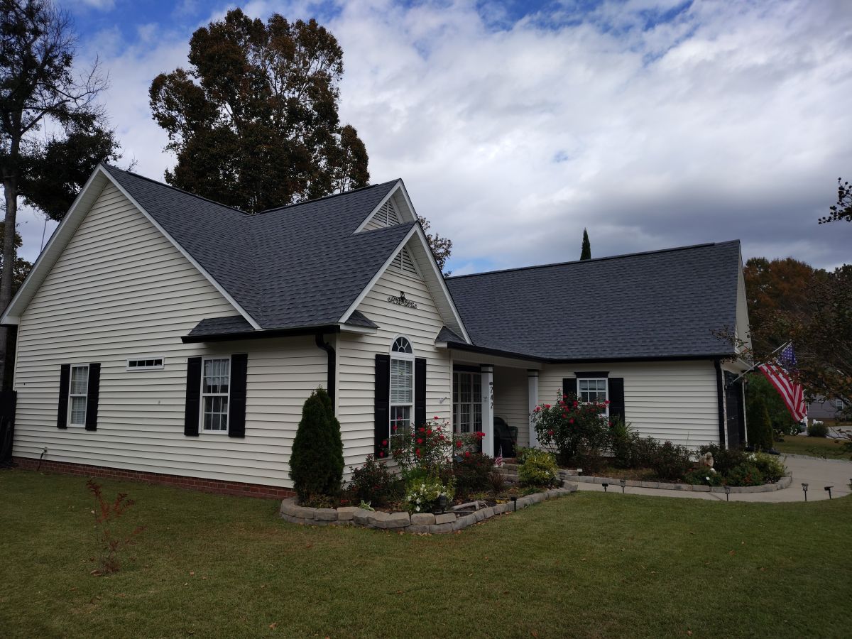 A house with a newly installed roof