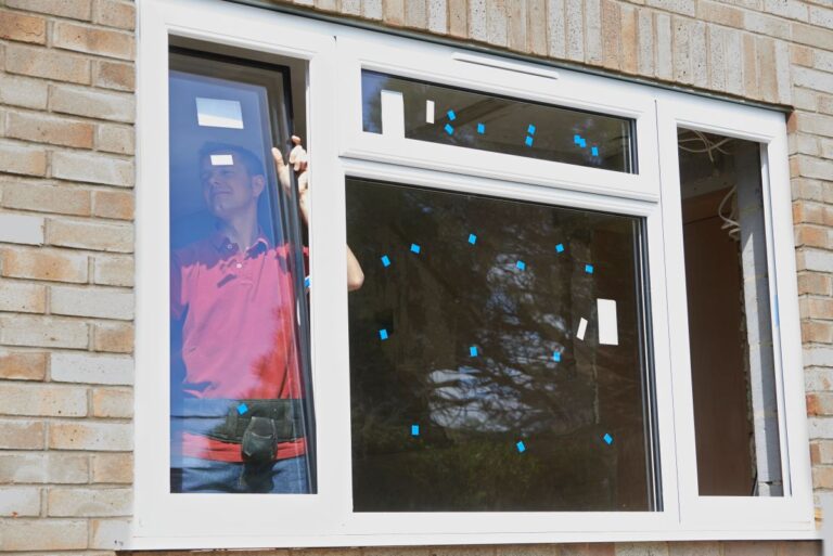man installing a window