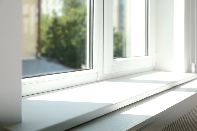 white window and a white windowsill