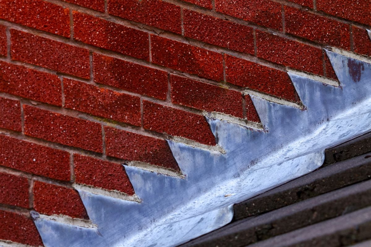 close-up roof flashing